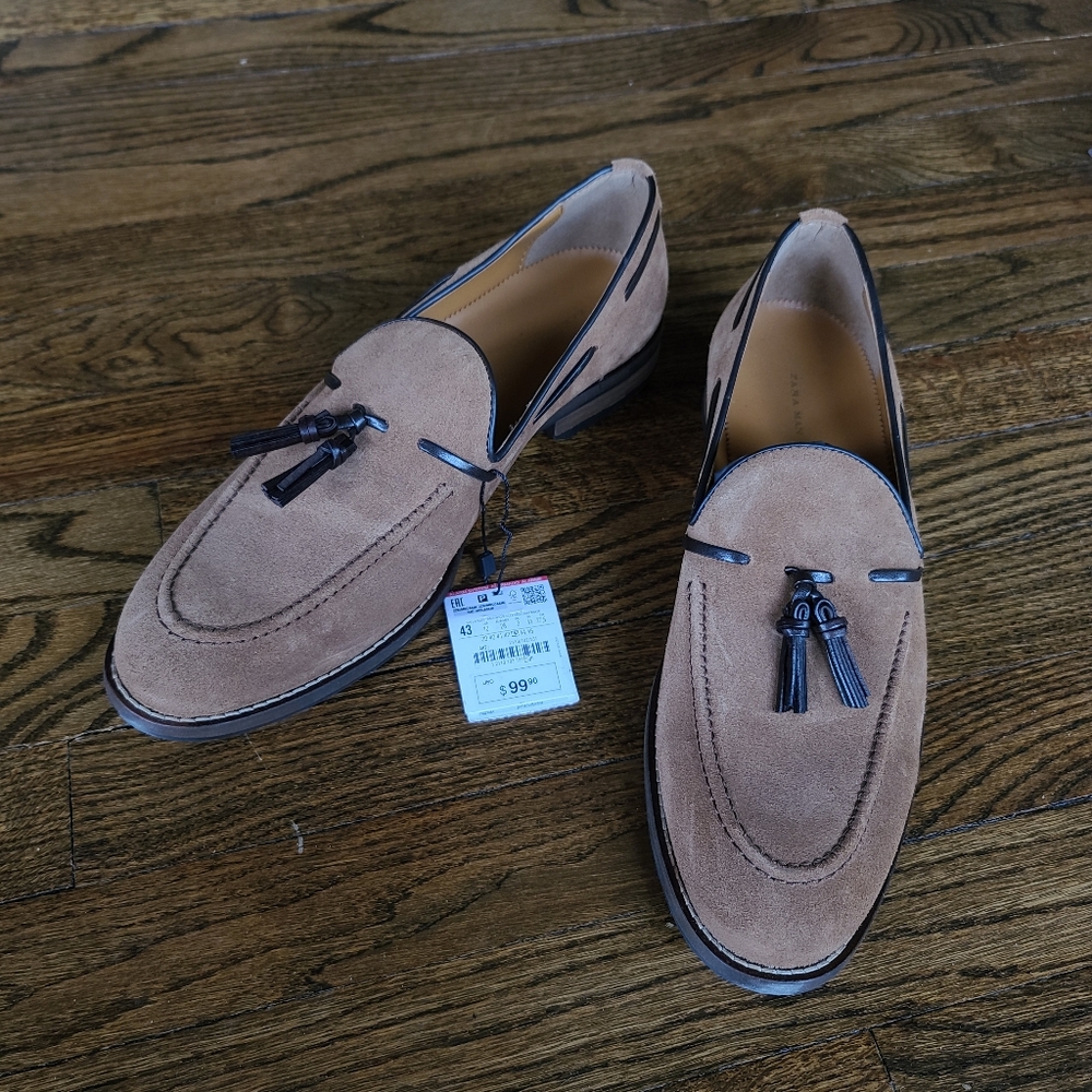 Suede leather brown loafers men's size 10